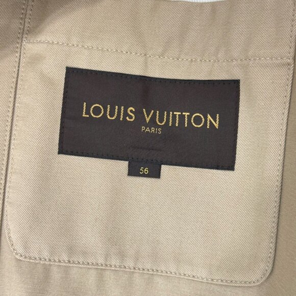 LOUIS VUITTON Beige Cotton Men's Blazer Military Jacket Marked as "56" - Picture 9 of 16